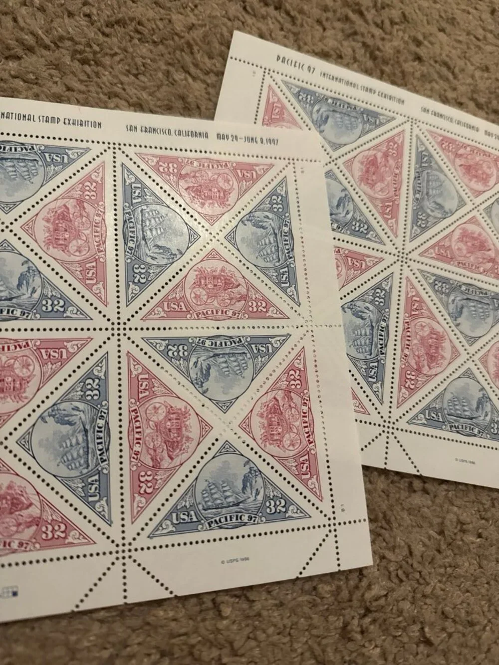 16 triangles internal stamp exhibit 1997 stamps